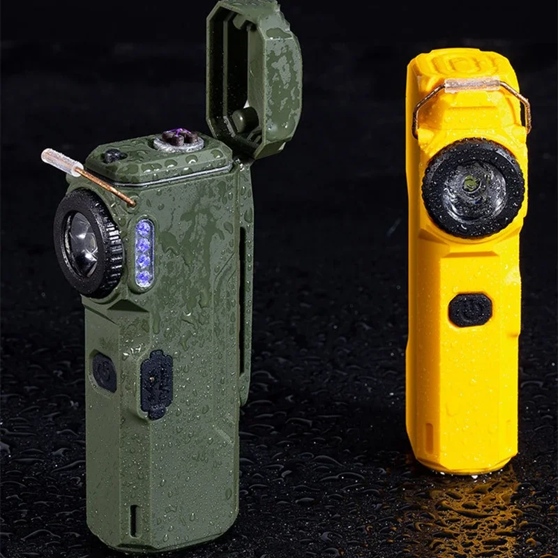 draussen winddicht und wasserdicht Dual Bogen Licht multifunktionale Taschenlampe Notlicht USB Schnellladung Licht Feuerzeug