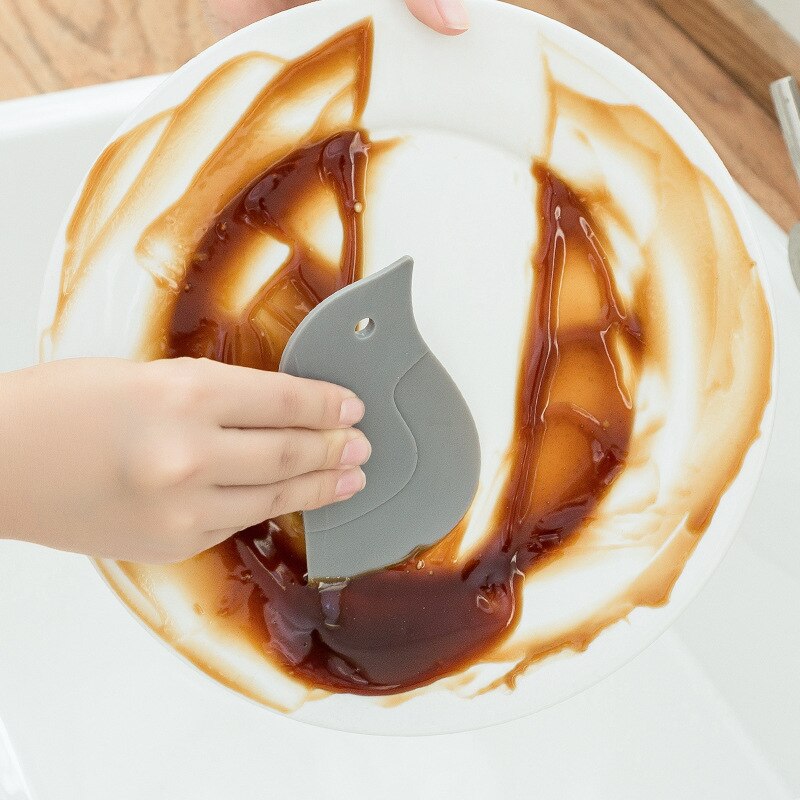 Herramienta de limpieza de raspado de placa de aceite, raspador multifunción, escobilla para platos raspador para sartén, raspador suave de dibujos animados, suministros de repostería para Cocina
