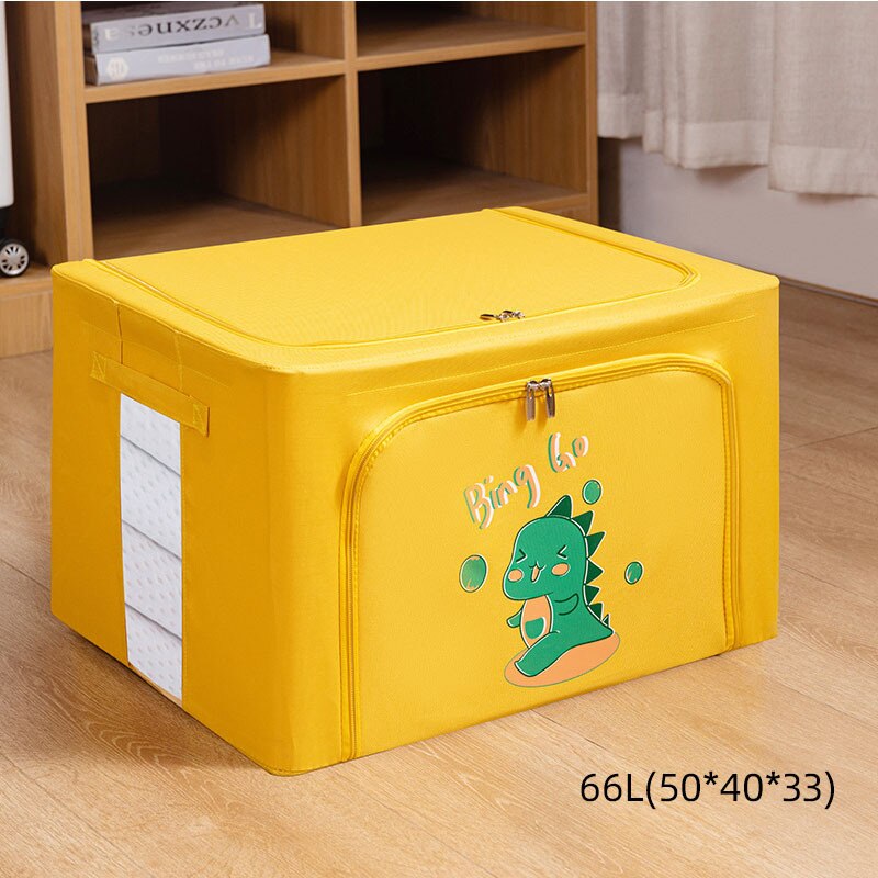 Cartoon foldable storage box household clothes quilt storage box large Oxford Bubner box storage box: yellow66L-50-40-33