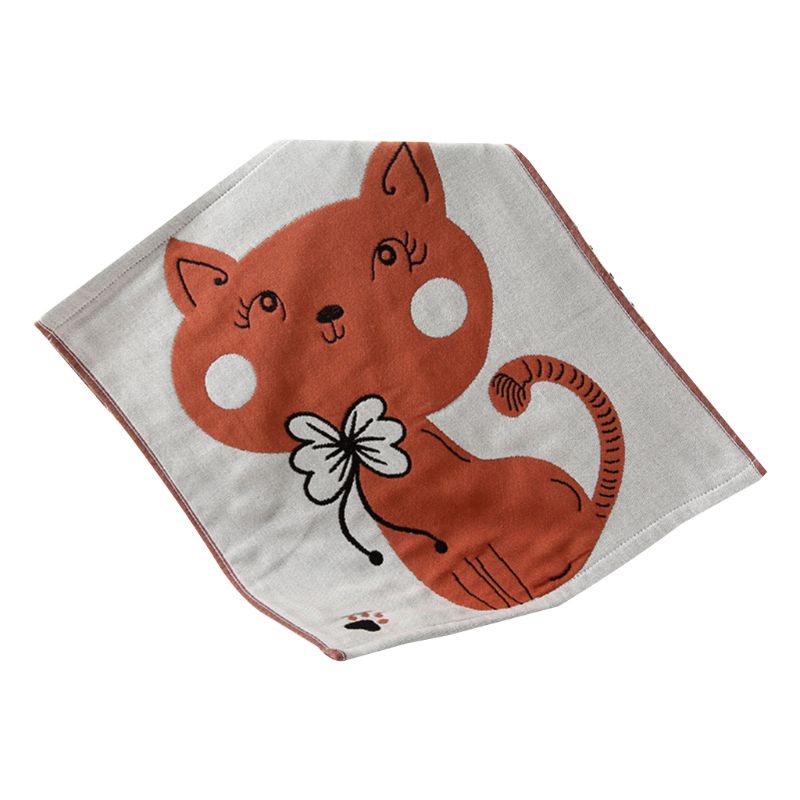 Flerlags bomuldsgasbind håndklæde tyk absorberende voksen børn lommetørklæde sød tegneserie kat jacquard multifunktionelt køkken hængende
