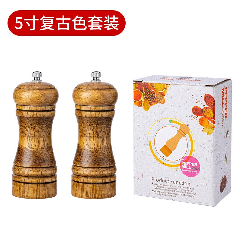 5 &quot;8&quot; 10 &quot;manuelle Pfeffermühle Holz Salz und Pfeffer Mühle Multi-zweck Menage Küche Werkzeug mit Würze Spender: 5 Zoll retro