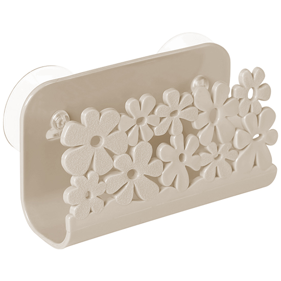 Estante de secado para cocina y baño, portaesponjas con ventosa, soporte para fregadero, fregadero, almacenamiento de jabón: beige