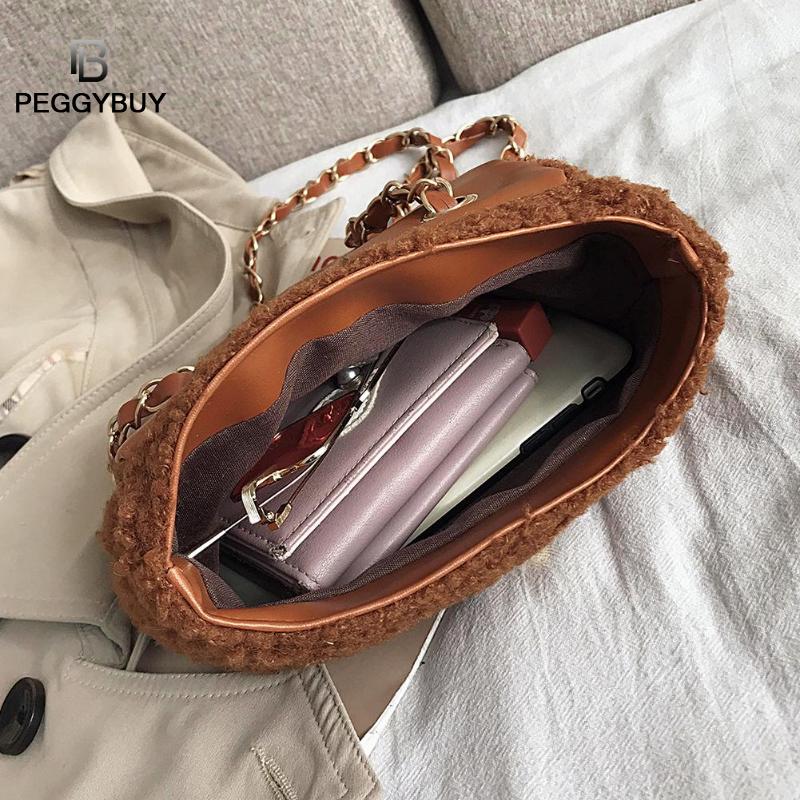 Fleece crossbody handtassen dames effen kleur kleine schoudertassen meisjes kleine schoudertassen portemonnees clutches