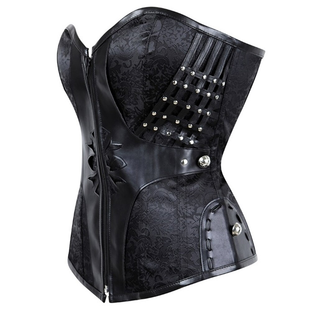 NEMOLEMON – Bustier Sexy en acier désossé pour femmes, Punk, vêtements gothiques, Corset à lacets, Corset noir, Lingerie