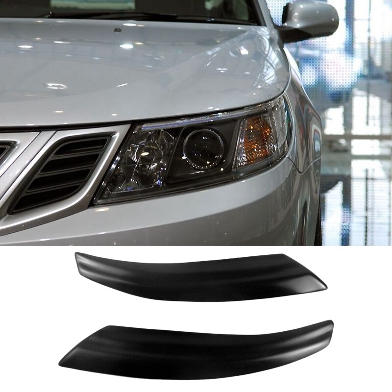 För saab 9-3 2000 blank svart bilklistermärke främre strålkastare ögonbryn ögonlock lock tillbehör