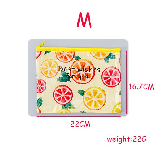 Dessin animé fruits trousse Kawaii grille fermeture éclair fichier sac petit frais étudiant stockage papeterie crayon sac école bureau: M lemon