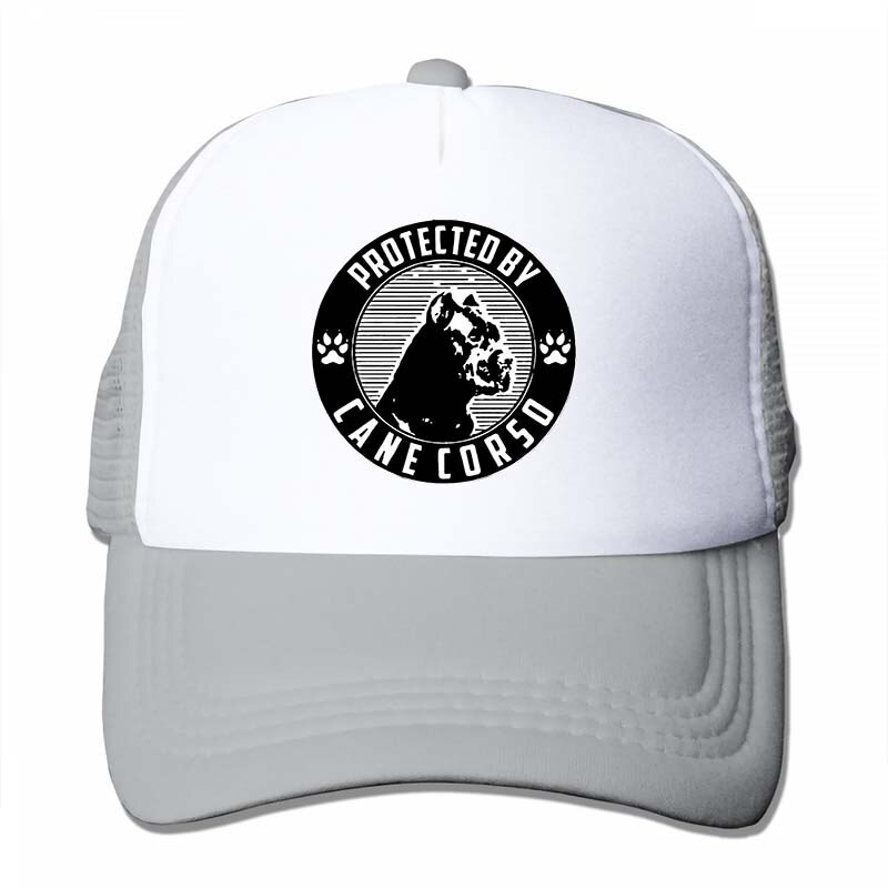 Protected by cane corso Baseball cap men women Trucker Hats adjustable cap: 4-Gray