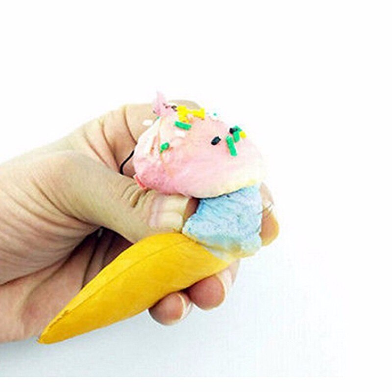 Random 1ps 10cm Soft Squeeze PU Slow Rebound Rising Stress Relief Squishy Toys Double Layers Ice Cream Mobile Phone Straps Decor