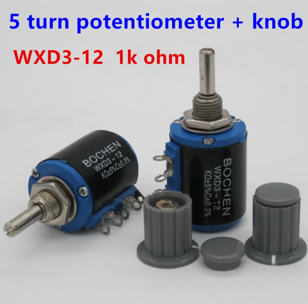 2 STKS WXD3-12 2 W 1 K ohm WXD3-12-2W 5 ring multi-cirkel precisie draadgewonden potentiometer + 2 STKS knop