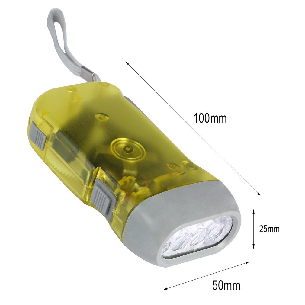 Hand Crank Traveling Torch Light Battery-Free Camping Lights 3 LEDs Hand Pressing Flashlight Manual Generator Flashlight