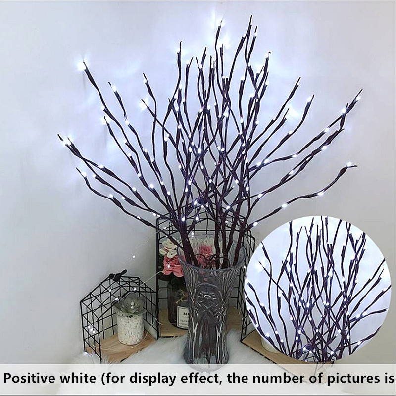 Luces decorativas de árbol de simulación para habitación, luces Led de Navidad impermeables para jarrón, piso, lámpara de porche interior, cuentas de luz decorativa, nuevas: white