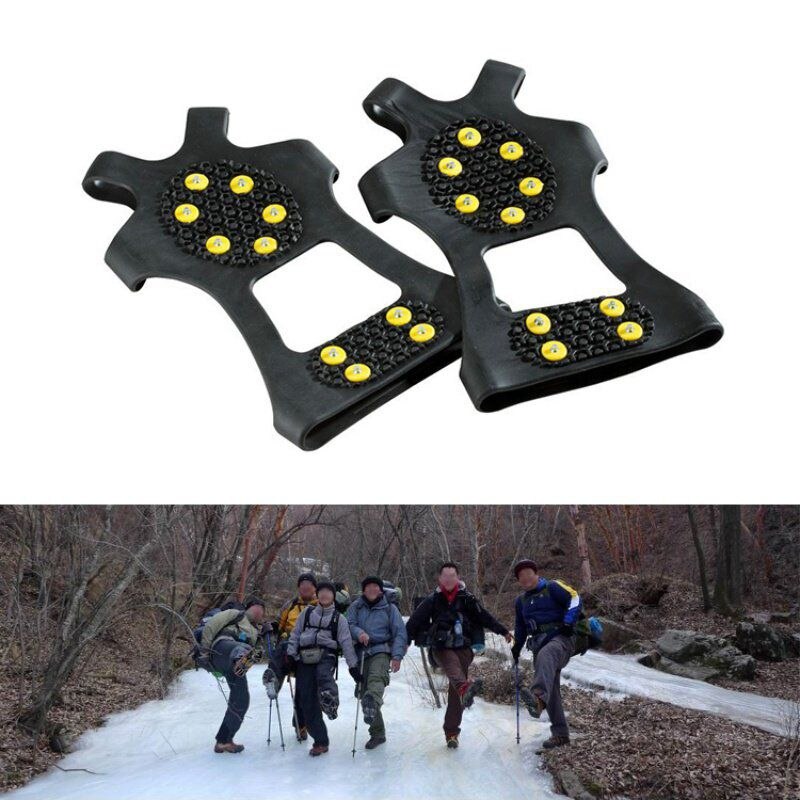 10 Tooth Mountain Climbing Crampons Non-Slip Shoe Covers Man Women Mountaineering Ice Snow Gripper Overshoes Spike Grips Cleats: M
