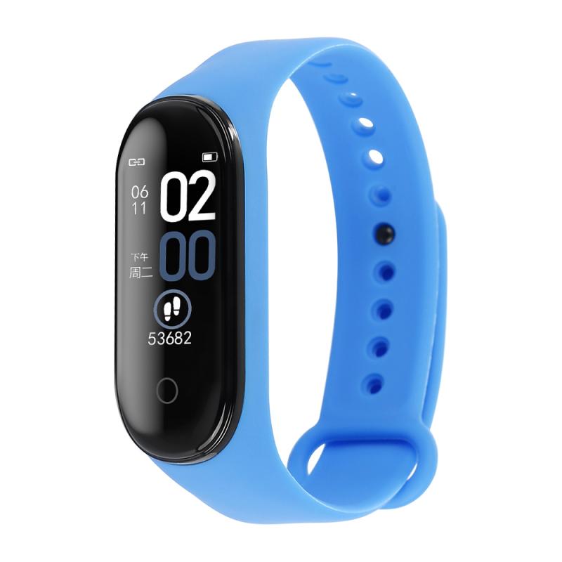 M4 banda inteligente pulseira bluetooth esporte relógio inteligente banda tela colorida pedômetros de fitness à prova dwaterproof água: blue