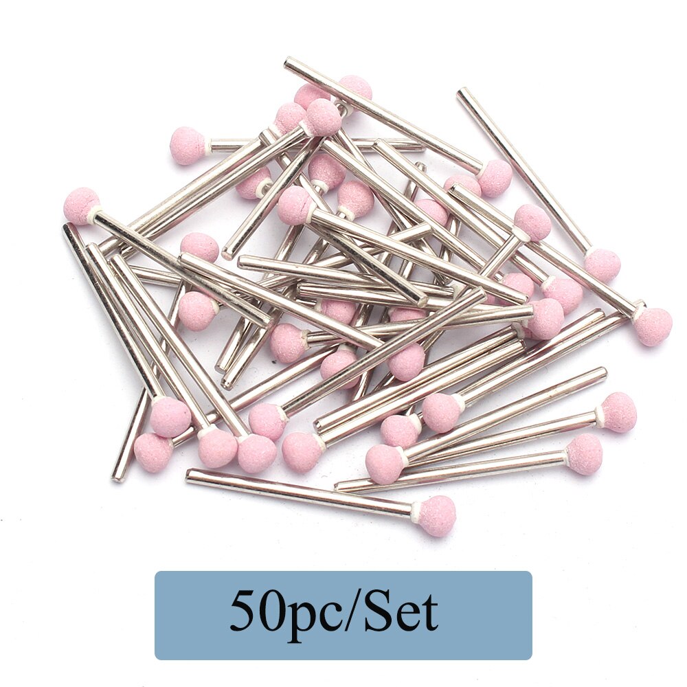 50 Stks/set Korund Nail Boor Frezen Roterende Keramische Steen Bur Elektrische Boren Bits Voor Manicure Pedicure Machine