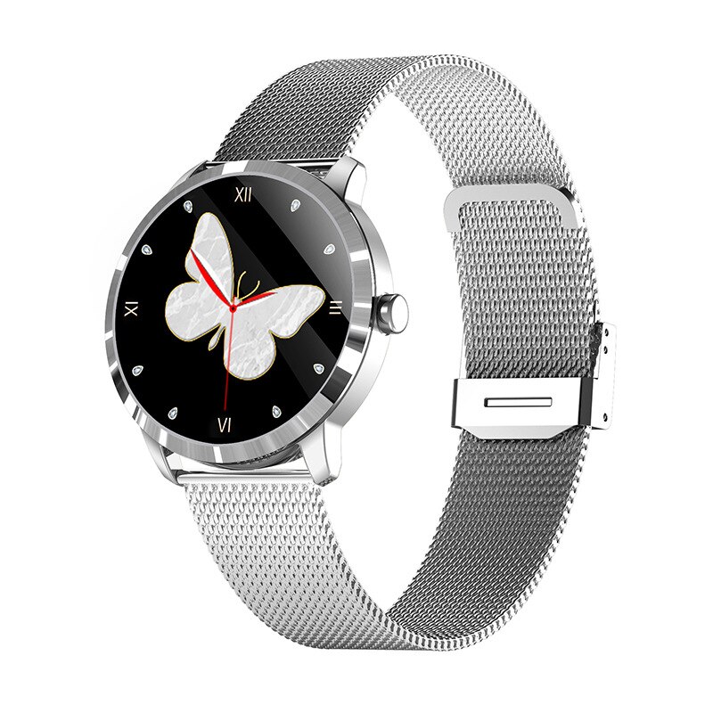 Montre connectée Q8L pour hommes et femmes, écran entièrement tactile, moniteur d&#39;activité physique et de pression artérielle, pour xiaomi huawei iphone: Silver