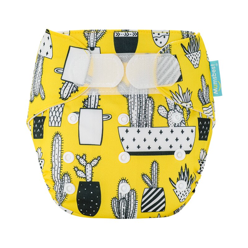 [Mumsbest] Velcro Cloth Diaper Washable Reusable Nappy Cloth Pocket Diaper With Inserts Hook-Loop Nappy Suitable 3-15kg Baby: ME09 / with 1 insert