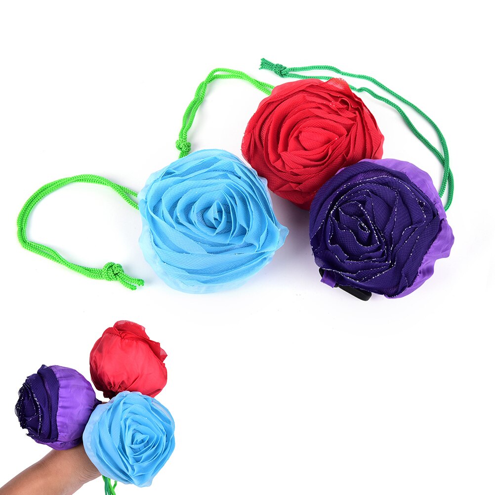 Sac pliable réutilisable à fleurs de rose, sac de courses, sacs d'épicerie de voyage, sacs fourre-tout écologiques pliables, couleur aléatoire