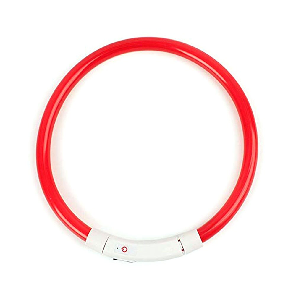 Super Bright Adjustable LED Dog Collar Glowing Belt Flashing Necklace Visibility Pet Safety USB Rechargeable Light Up: Red / S