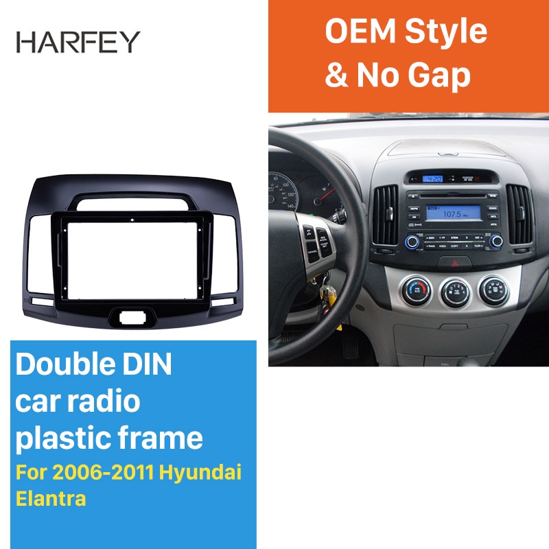 Harfey 9 tommer bilradio fascia ramme dobbelt din til 2006 2007 hyundai elantra dash mount kit trim panel