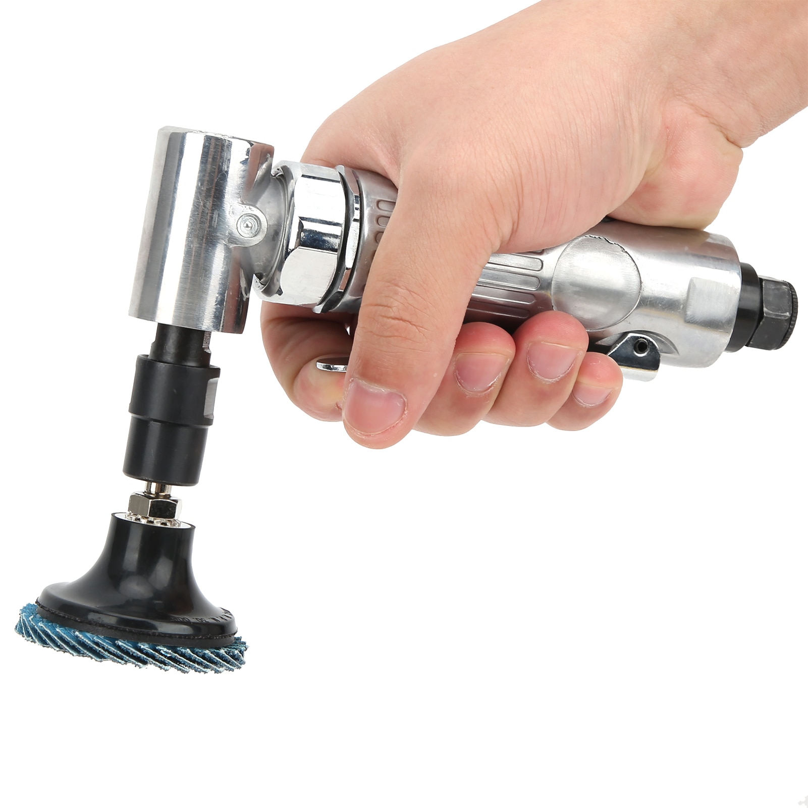 1/4in Air Die Grinder Pneumatic Polisher 90 degree Bend Angle Grinder Angle Pneumatic Grinding Polishing Tool with Emery Disk