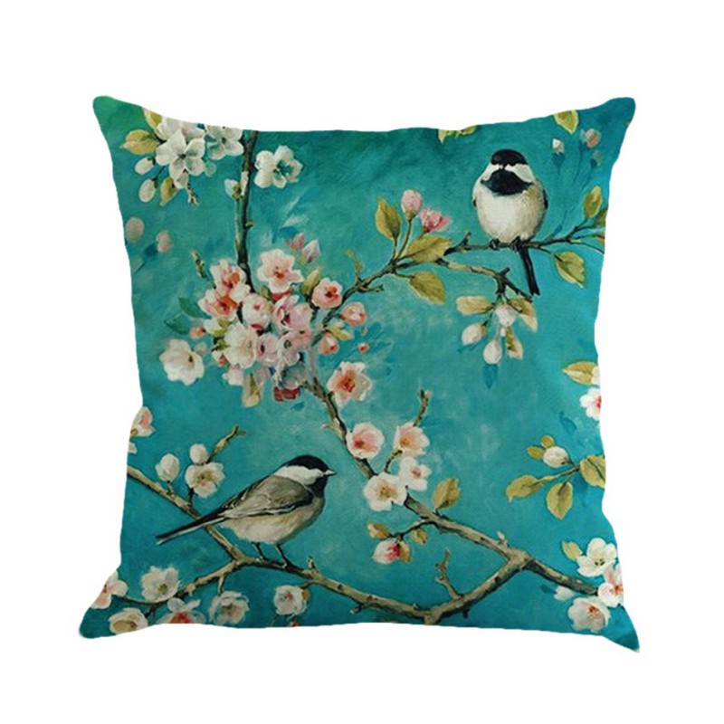 Cojines de sofá 45x45 cm, Cojines de pájaros para el hogar, Cojines decorativos de mariposa, Cojines de lino para decoración del hogar, textiles para el hogar