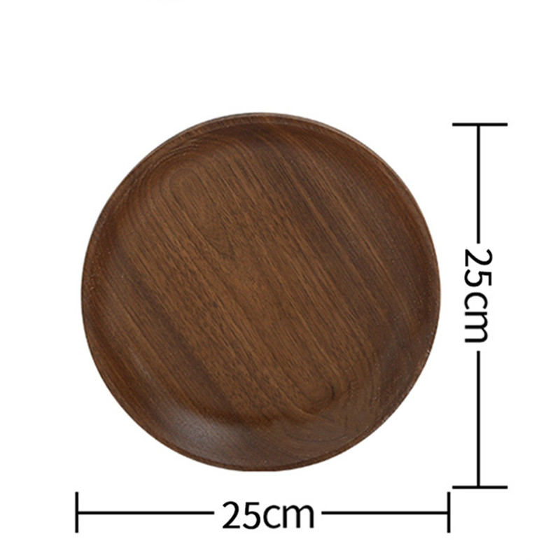 Ronde Vorm Massief Hout Thee Koffie Snack Voedsel Maaltijden Ontbijt Koffie Dienblad Plaat Restaurant Dienbladen Houten Serveertafel Thee Dienblad37.5cm (Houten