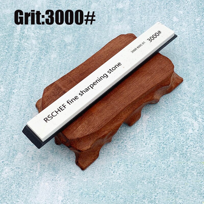 Small sharpening stone with base for kitchen knife Fixed angle sharpener outdoor whetstone Apex edge White corundum: 3000 Grit