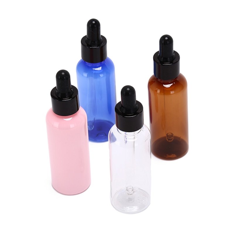 50ml/bottle Dropper Empty PET Aluminum Dropper Oil Essential Bottle In Refillable Liquid Pipette Bottles 1PC