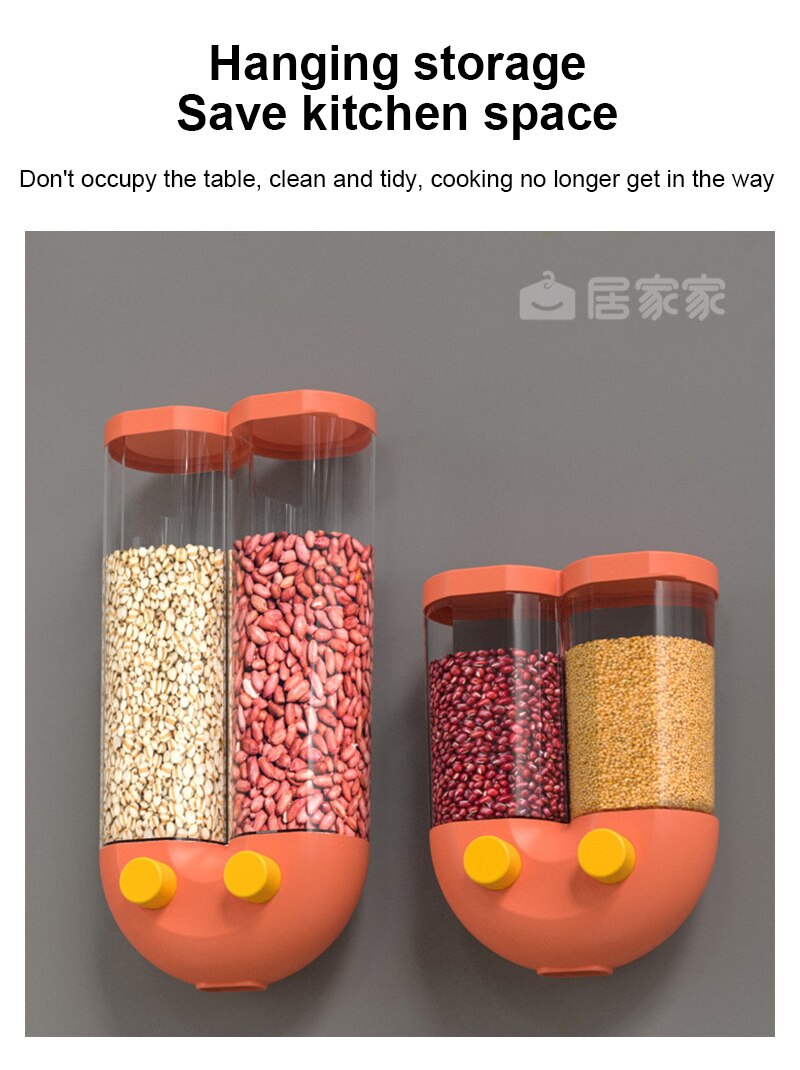 Wall-mounted Grain Storage Box Airtight Household Kitchen Bean Divot Rice Barrel Grain Storage Tank Kitchen Supplies