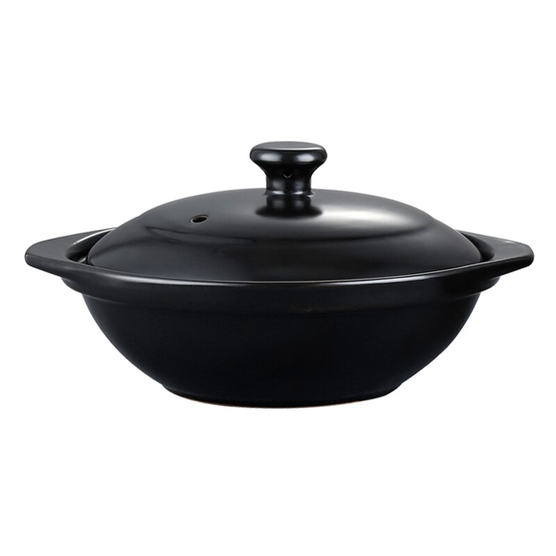 Chfkun Keramische Zwarte Braadpan Klei Pot met Deksel, Japanse