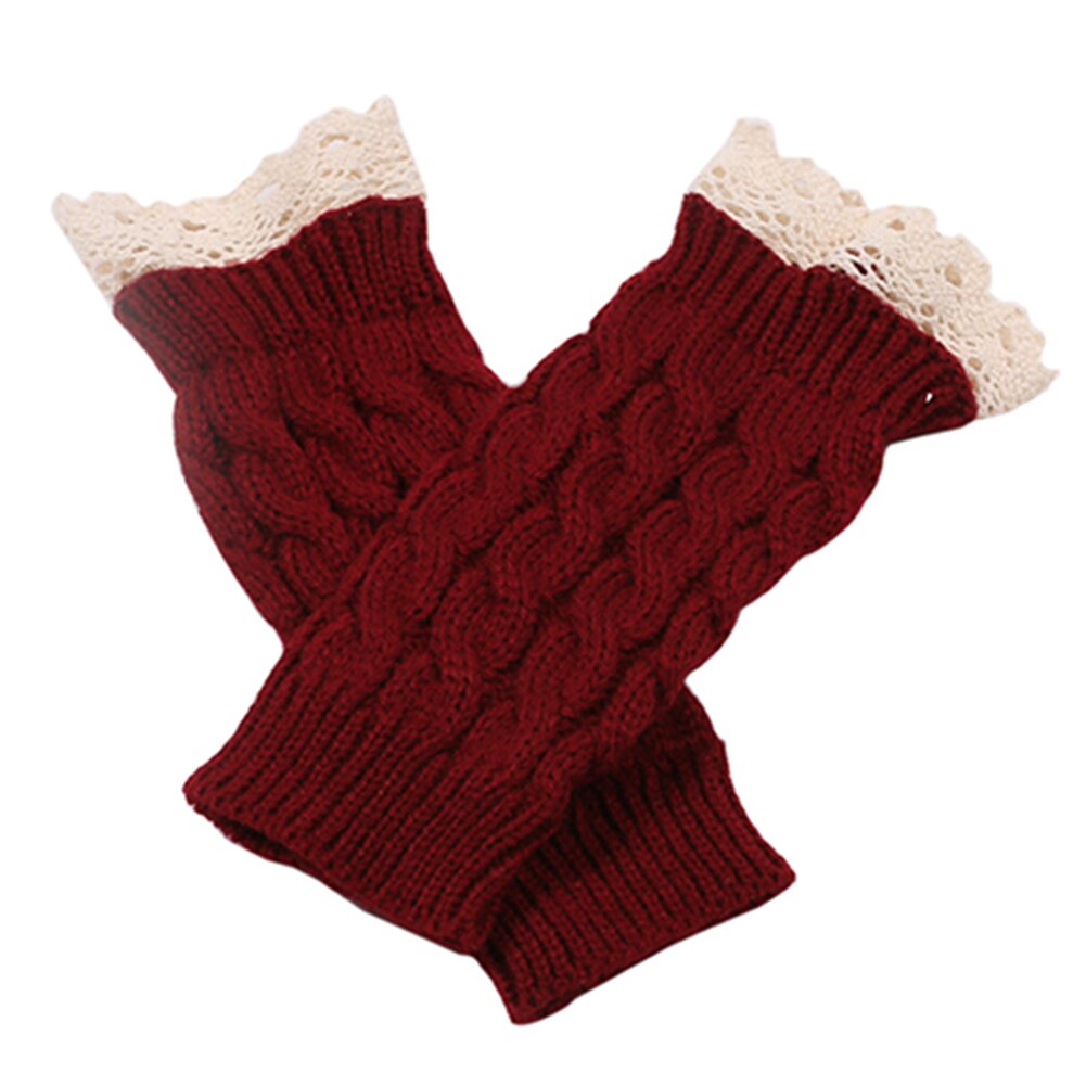 Mitaine longue en dentelle tricotée au Crochet pour femme, gants chauds pour les bras et les poignets, hiver automne