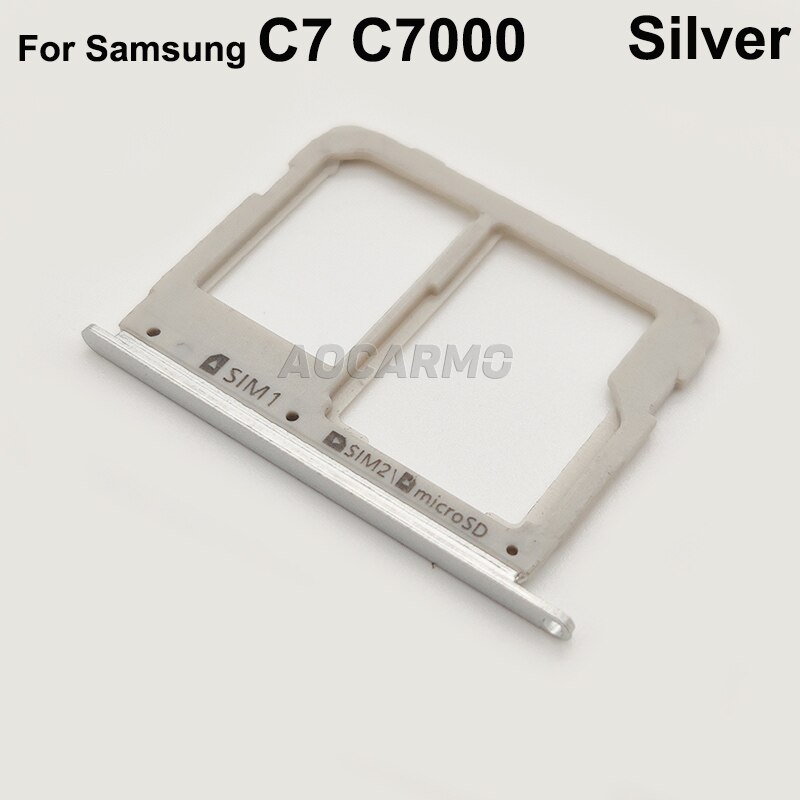 Aocarmo SIM Card metallo Nano Sim Tray MicroSD Slot Holder parti di ricambio per Samsung Galaxy C7 C7000