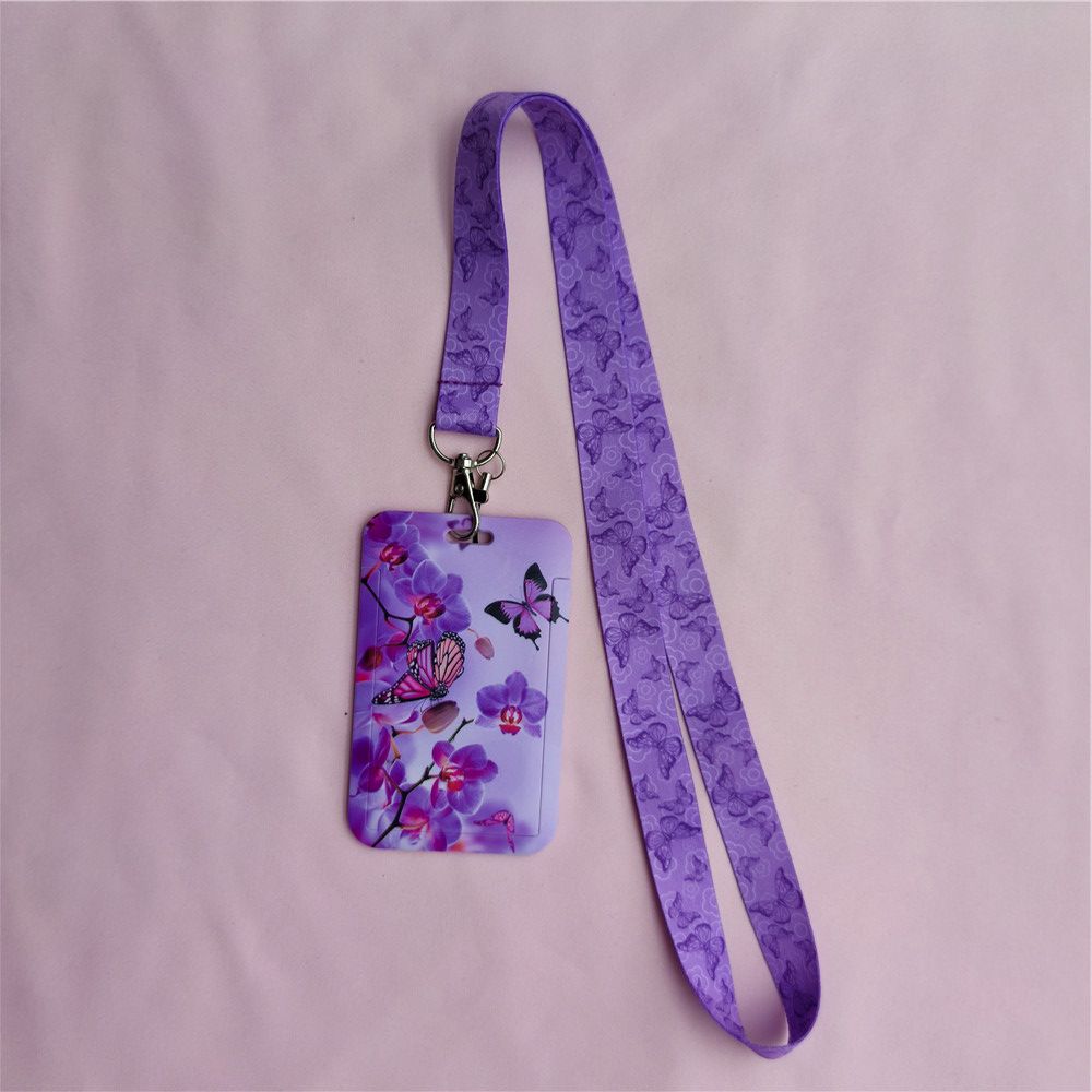 Farfalla modello cartone animato ID porta carte di credito studenti Bus Card Case cordino visita porta identità Badge Card Cover