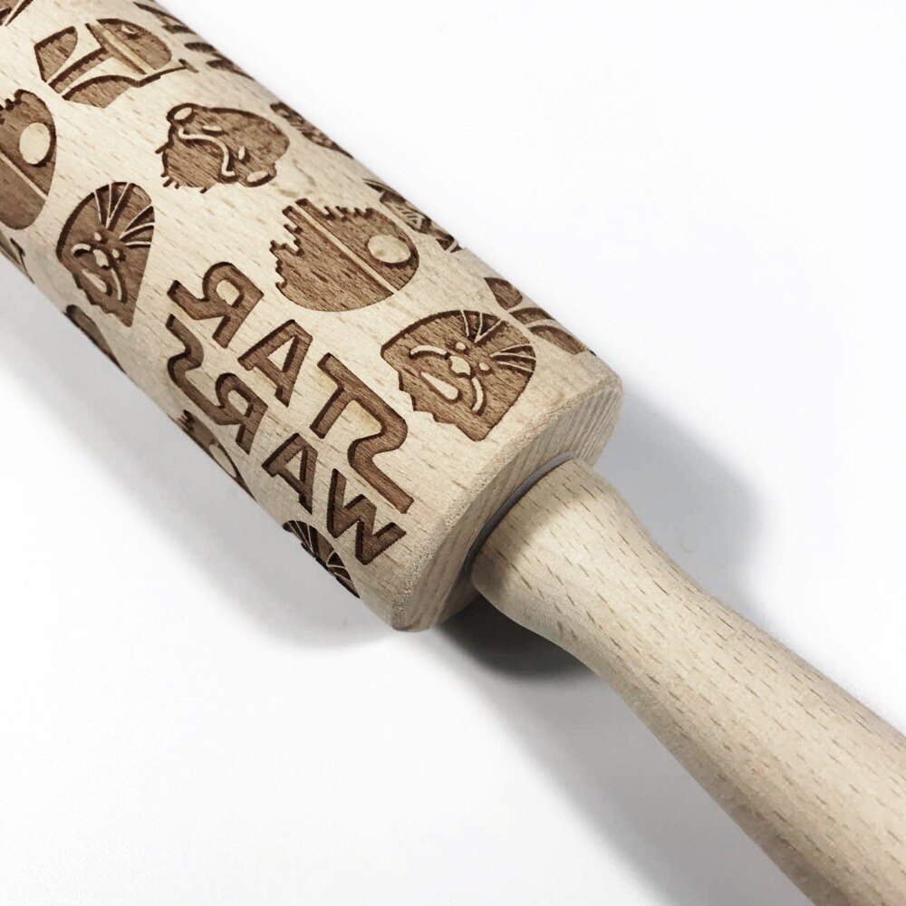 Embossing Rolling Pin Baking Cookies Noodle Biscuit Fondant Cake Dough Engraved Roller Reindeer Snowflake Kitchen Tools