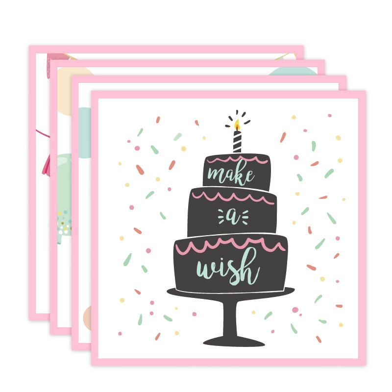 Happy Birthday Greeting Card Cartoon Printing Card with Envelope for Party Celebration Blessing Invite Random Image AQ105