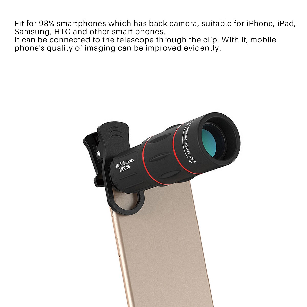 Telescope Monocular Phone Lens For Traveling Hiking Climbing Flexible 18 Times Zoom Telescopes for IPhone IPad Samsung