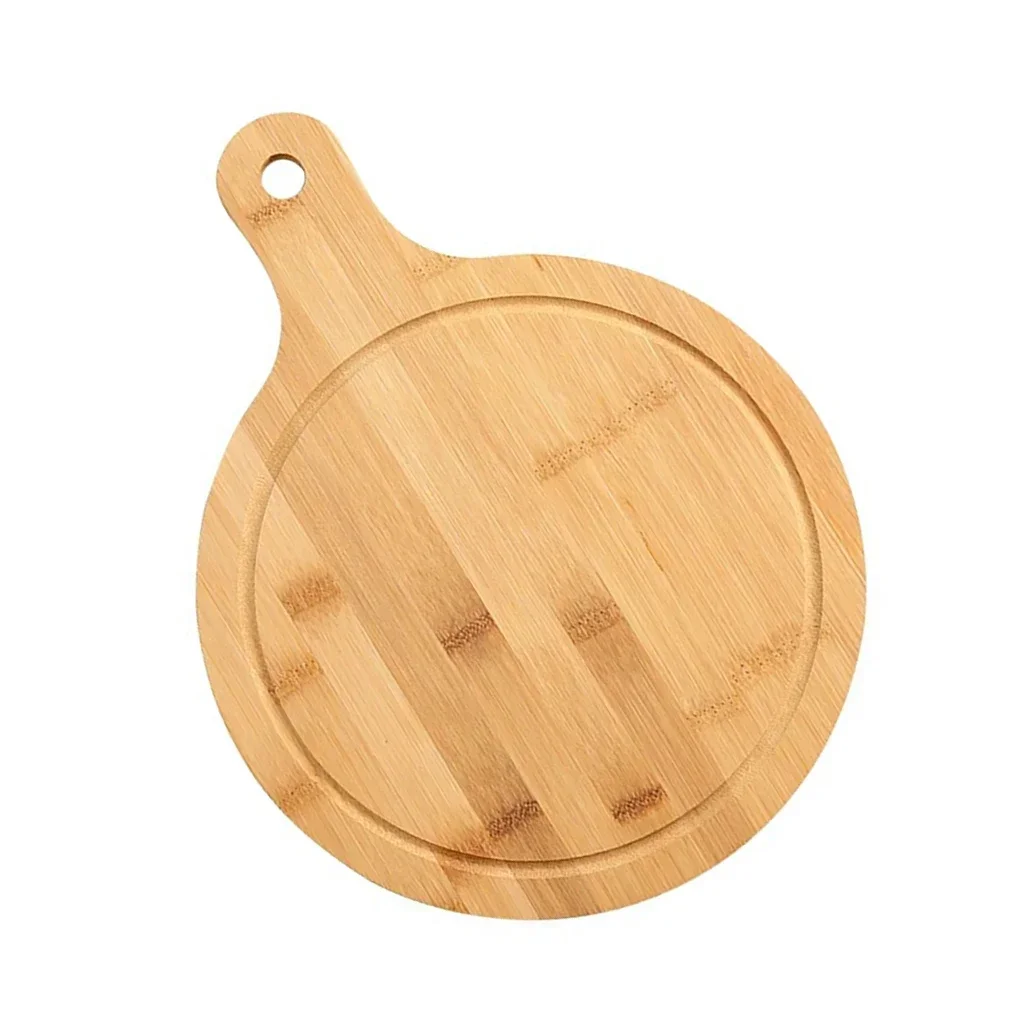 Tabla de Pizza, tabla de cortar de bambú con mango, corte doméstico, pan, fruta, Base redonda de madera, bandeja de comida, utensilios de cocina duraderos: Azul marino