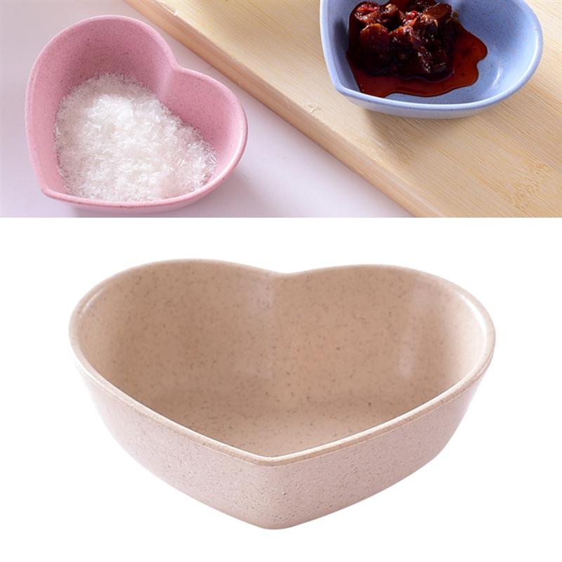 4 Uds. De platos para salsa con forma de corazón, cuencos para inmersión, paja de trigo, salsa de soja, Mini plato de vajilla, plato para condimentos para pasta, Ja