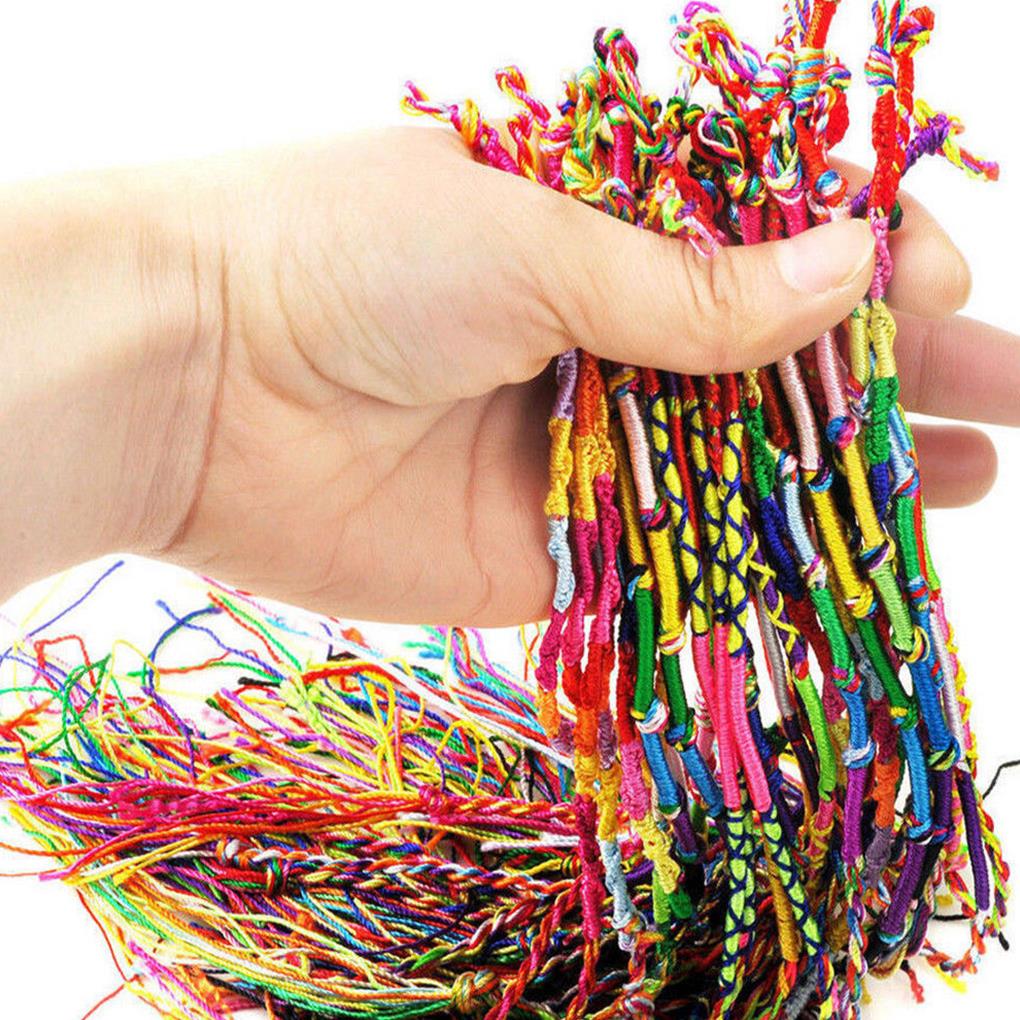 10 pçs mão-linha tecida pulseiras coloridas amizade corda tornozeleira cor linha corda pulseira cor aleatória