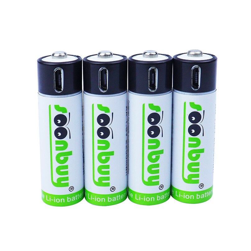 Soonbuy 1.5V USB AA Battery 2550mwh 1500mah li-ion 100% capacity li-polymer lithium polymer USB rechargeable usb battery cable: 4pcs