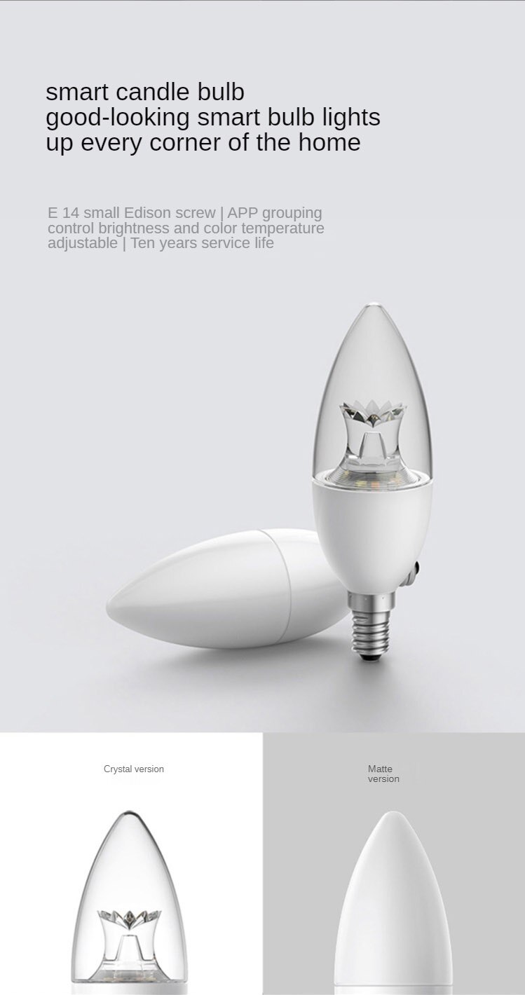 Zhirui-Lámpara LED tipo vela con punta trasera pequeña, rosca e14, luz blanca cálida, Bombilla inteligente de ahorro de energía