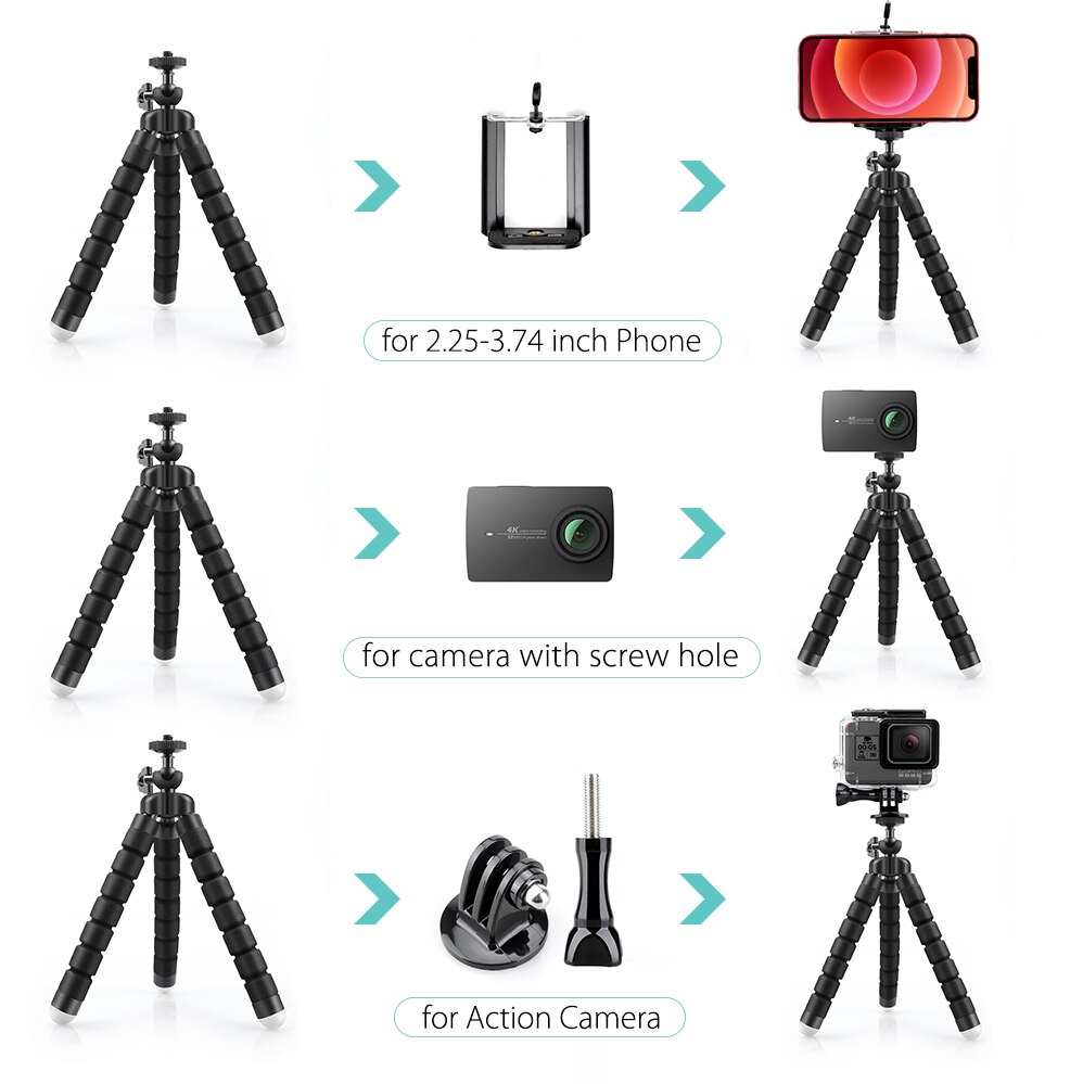 Uchwyt na telefon elastyczny statyw trójnożny uchwyt na aparat telefoniczny Gopro Selfie stojak Monopod wsparcie zdjęcie zdalnego sterowania