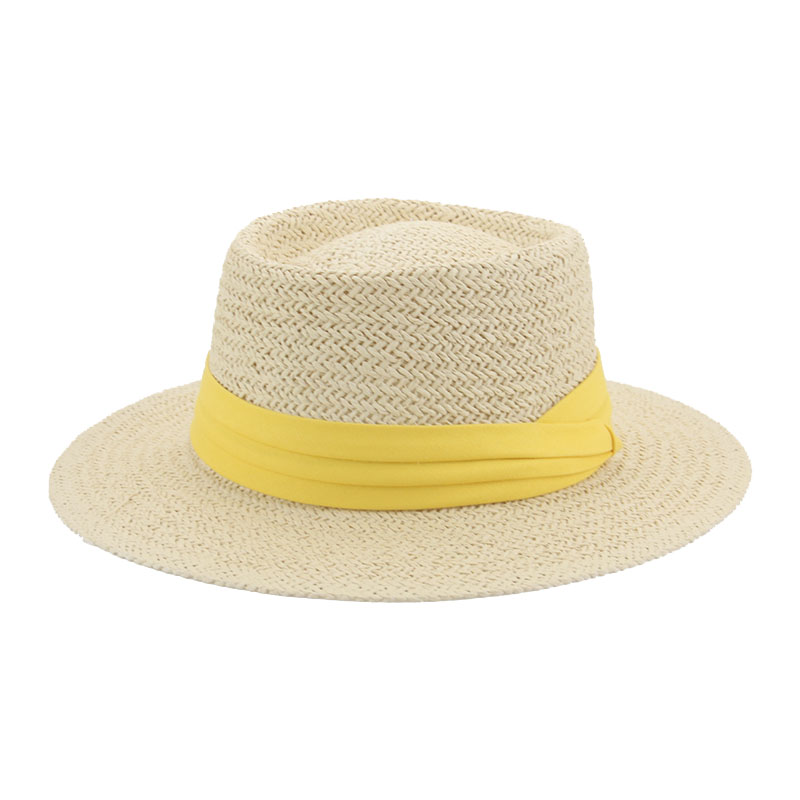 Zomer Vrouwen Hoeden Brede Rand Ronde Top Riem Band Stro Zon Hoeden Kaki Zwarte Zon Bescherming Casual Outdoor Strand Stro zon Hoeden: 8