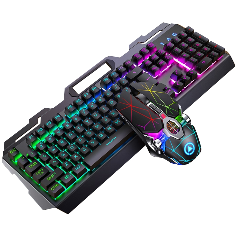 Teclado para juegos de aleación de aluminio RGB de 104 teclas y ratón para juegos RGB,