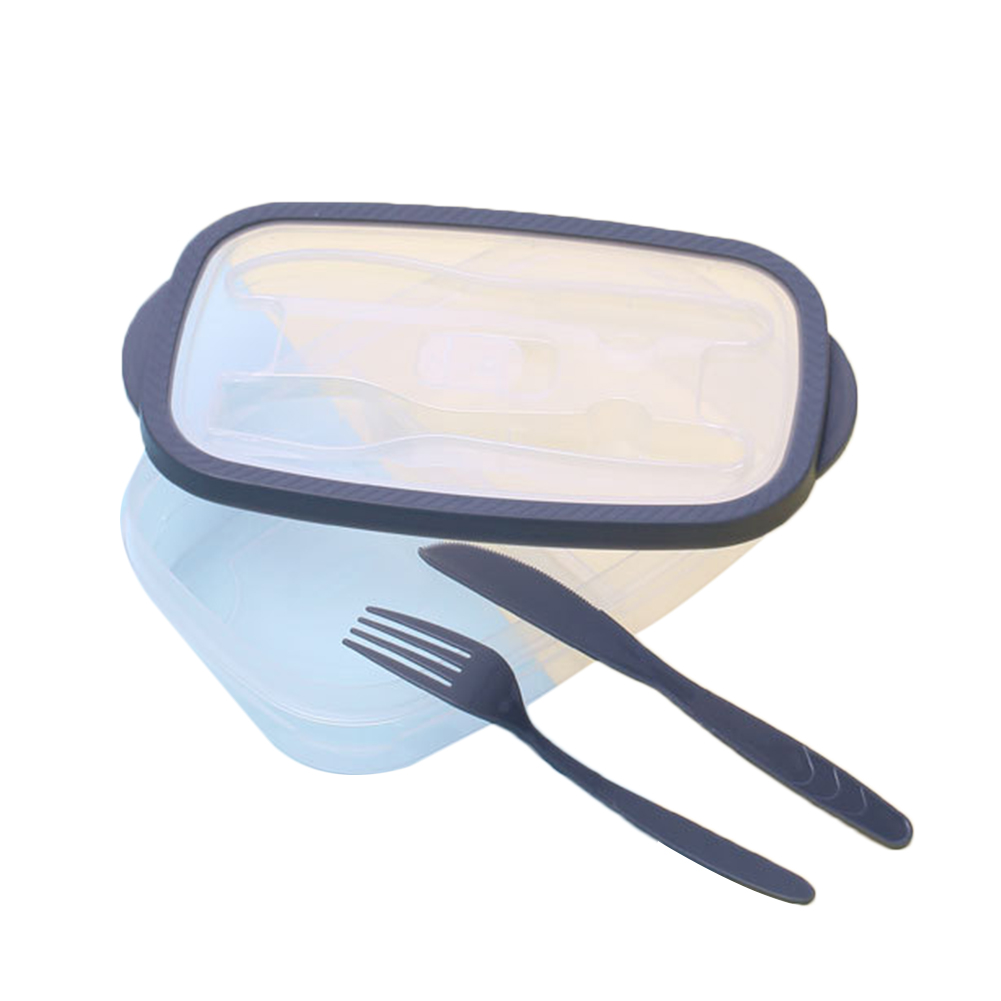 Plastic Bento Box Maaltijd Opslag Voedsel Prep Lunchbox 2 Compartiment Herbruikbare Microwavable Containers Home Lunchbox Met Vork Lepel