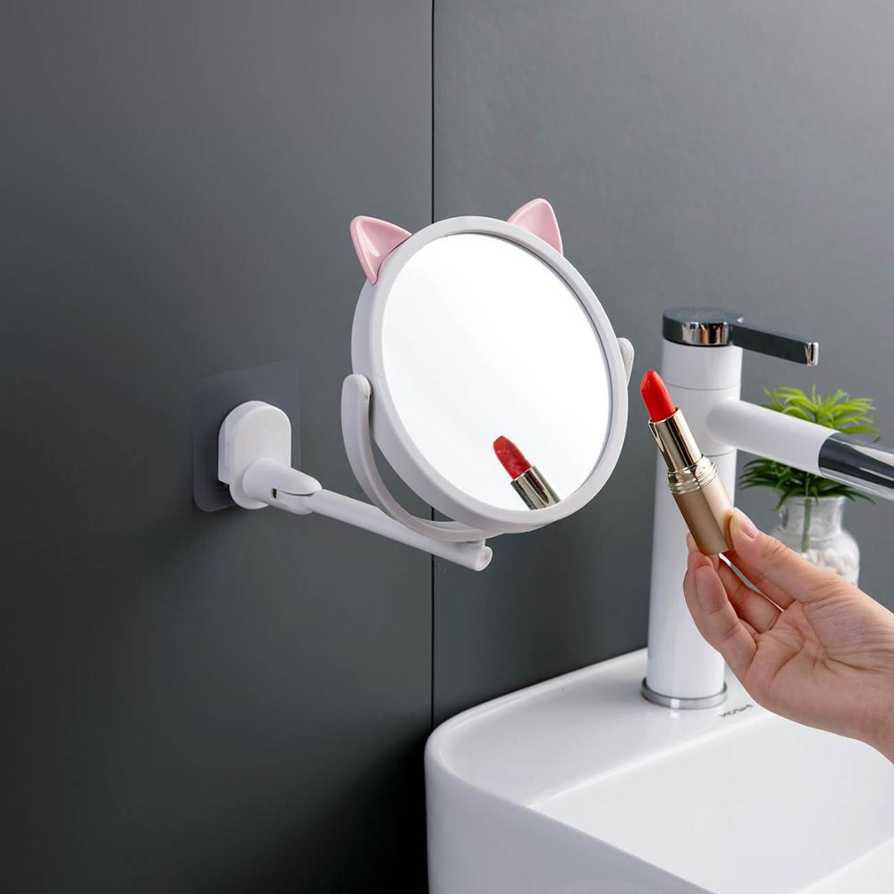 Puch Free Wall-mounted Foldable Small Mirror Bathroom Vanity Mirror Bathroom Toilet Self-adhesive Mirrors