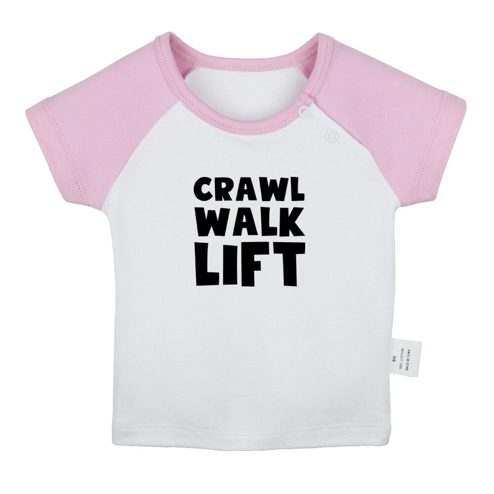 Zomer Crawl Walk Lift Fun Art Gedrukt Baby Jongens T-shirts Leuke Baby Meisjes Korte Mouwen T-shirt Pasgeboren Katoen tops Kleding: BabyCP8164D / 6-12M