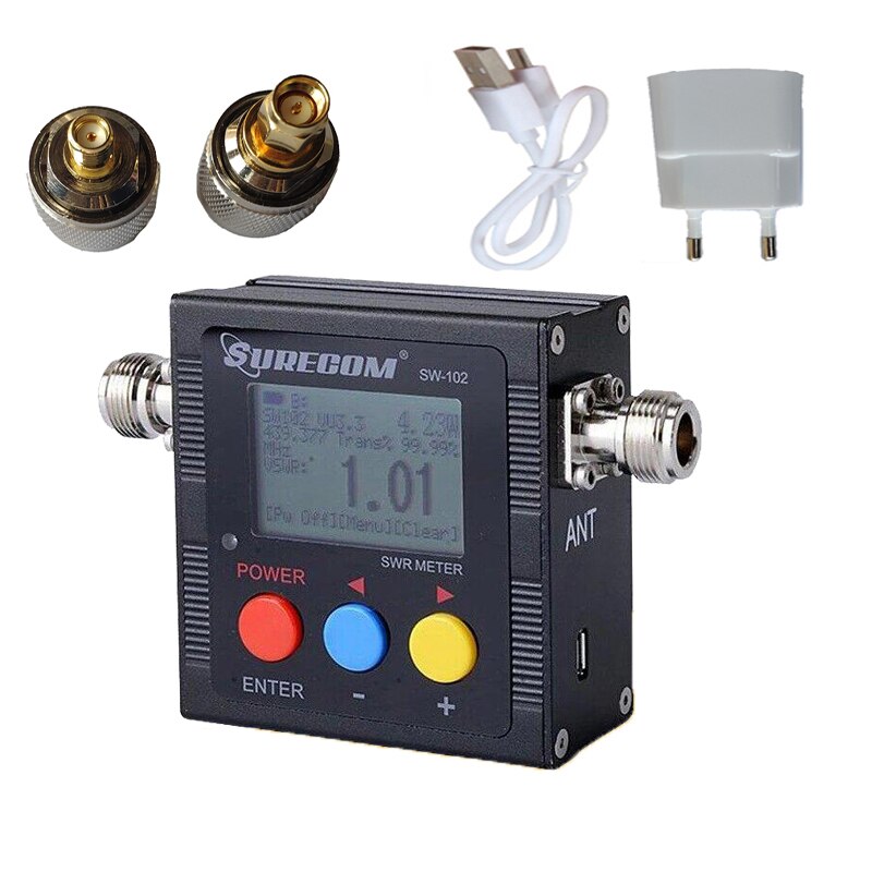 SW-102 125-525 Mhz Digital VHF/UHF Power SWR Meter SURECOM For Two Way Radio: SW102N  2PCS adapter