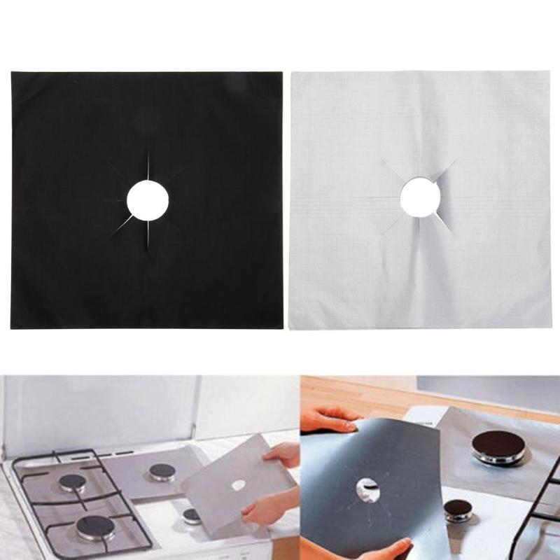4pcs/lot Stove Protector Cover Liner Non-Stick Aluminum Foil Dishwasher Safe Protective Foil Stove Protectors Cover