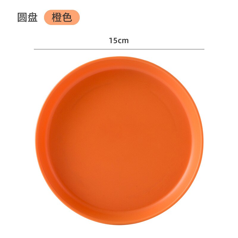 Spit Bone Dish Household Food Grade 6 Inch Plastic Spit Bone Dish Round Square Set Dining Table Garbage Plate: round orange